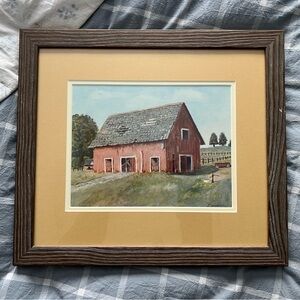 Framed Barn Painting with Wooden Frame